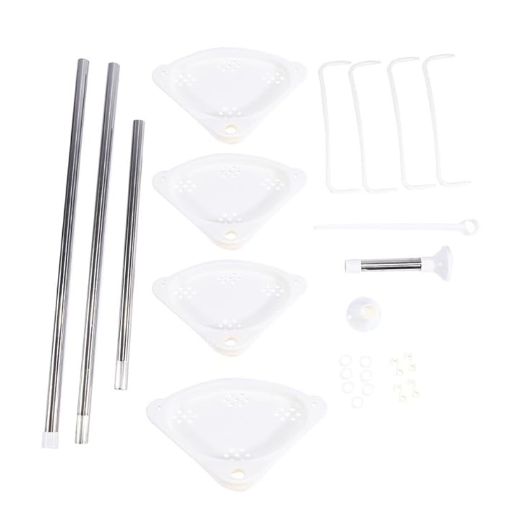 Organizator reglabil tip coltar pentru baie si dus, 4 rafturi