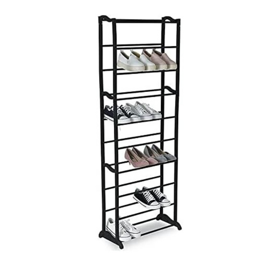 Etajera pentru pantofi, 10 rafturi, 30 de perechi, negru