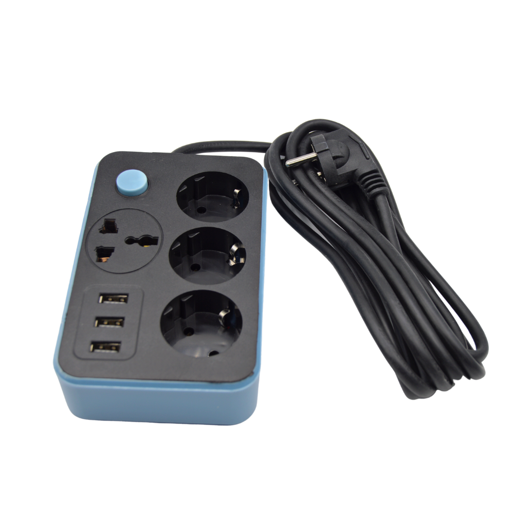 Prelungitor 3 metri E205, 4 prize si 3 USB