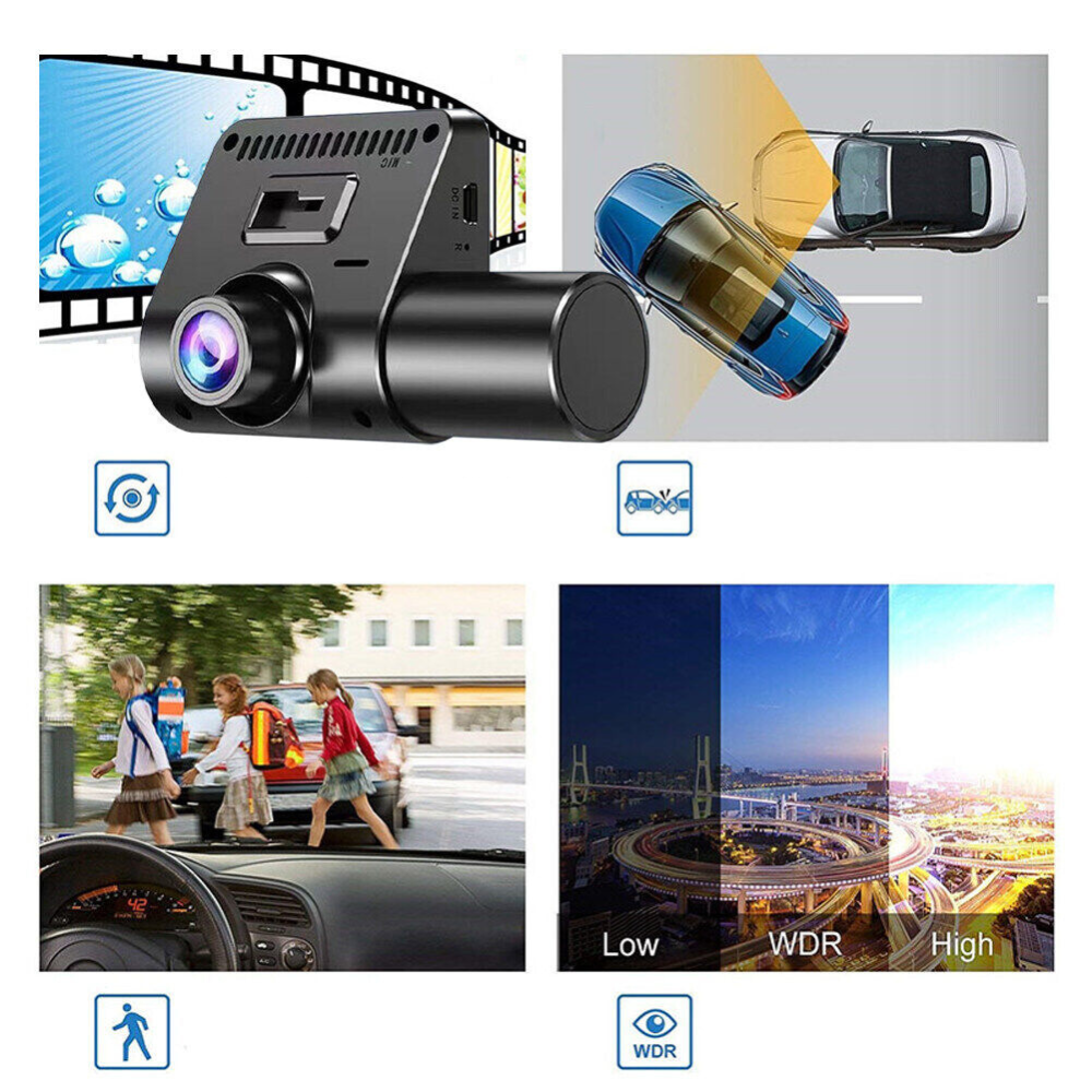 Camera auto tripla DVR, 1080P, ecran 2.4'', inregistrare automata