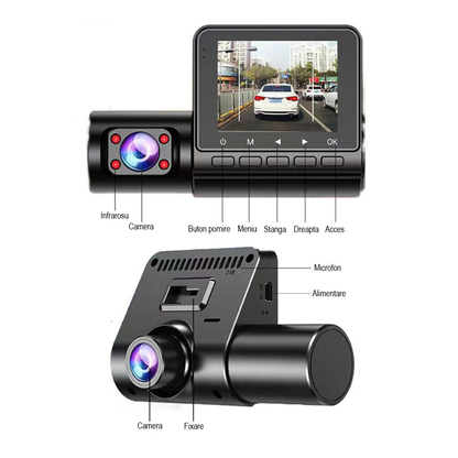 Camera auto tripla DVR, 1080P, ecran 2.4'', inregistrare automata