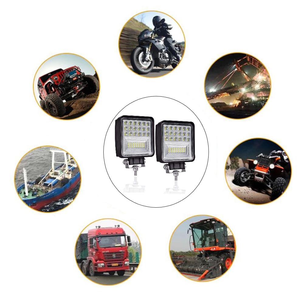 Set 2 x Proiectoare auto patrate 42LED tip CREE, 84W, 9/30V, IP65