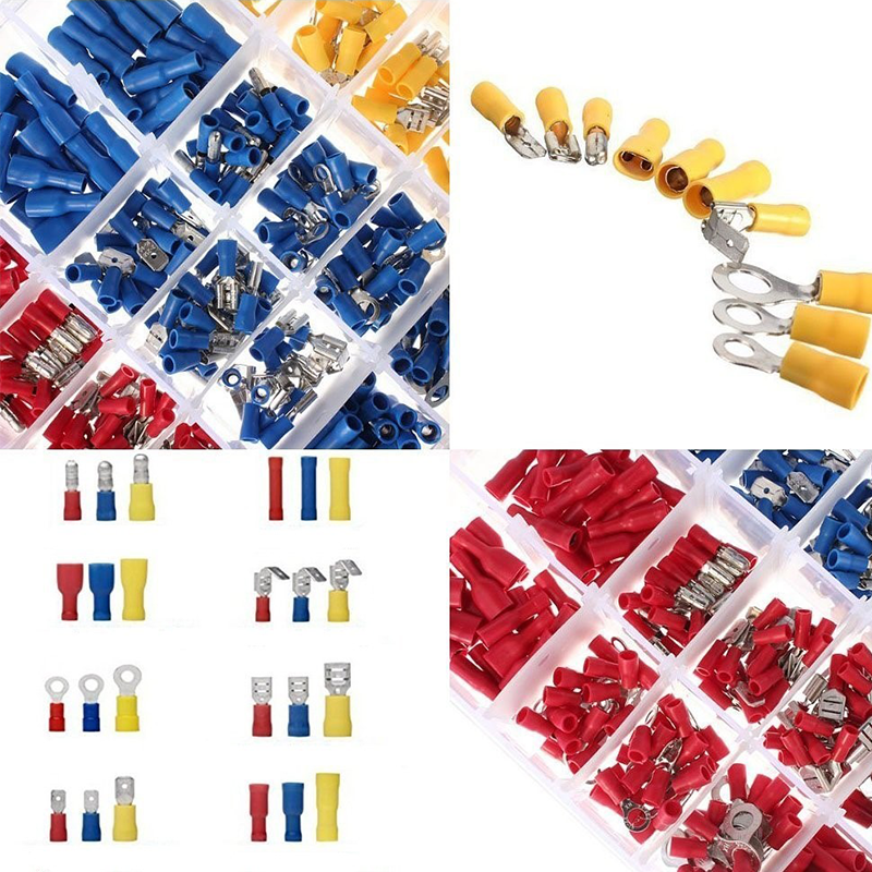 Trusa conectori electrici, 480 piese, 3 culori, cupru/PVC