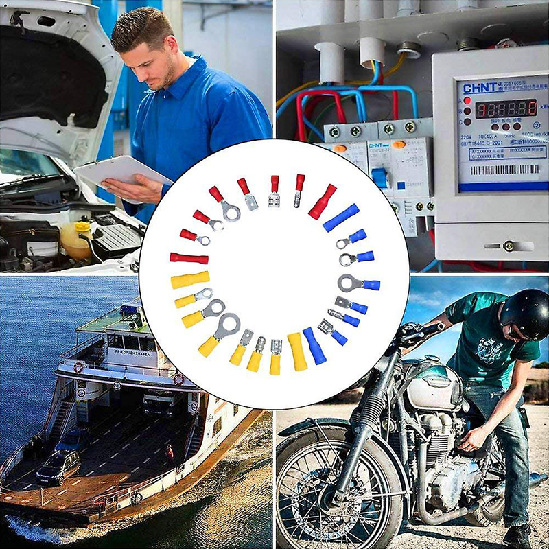 Trusa conectori electrici, 480 piese, 3 culori, cupru/PVC