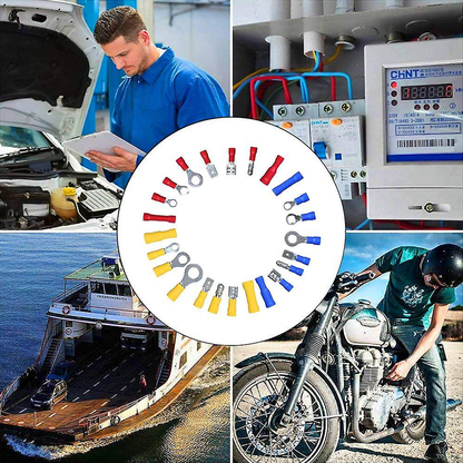 Trusa conectori electrici, 480 piese, 3 culori, cupru/PVC