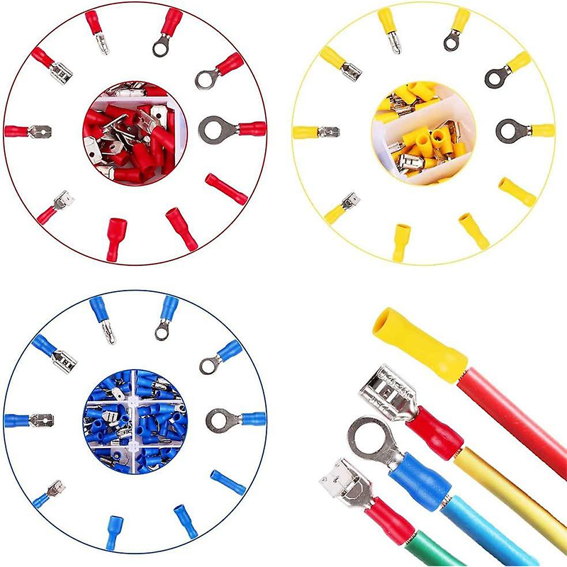 Trusa conectori electrici, 480 piese, 3 culori, cupru/PVC