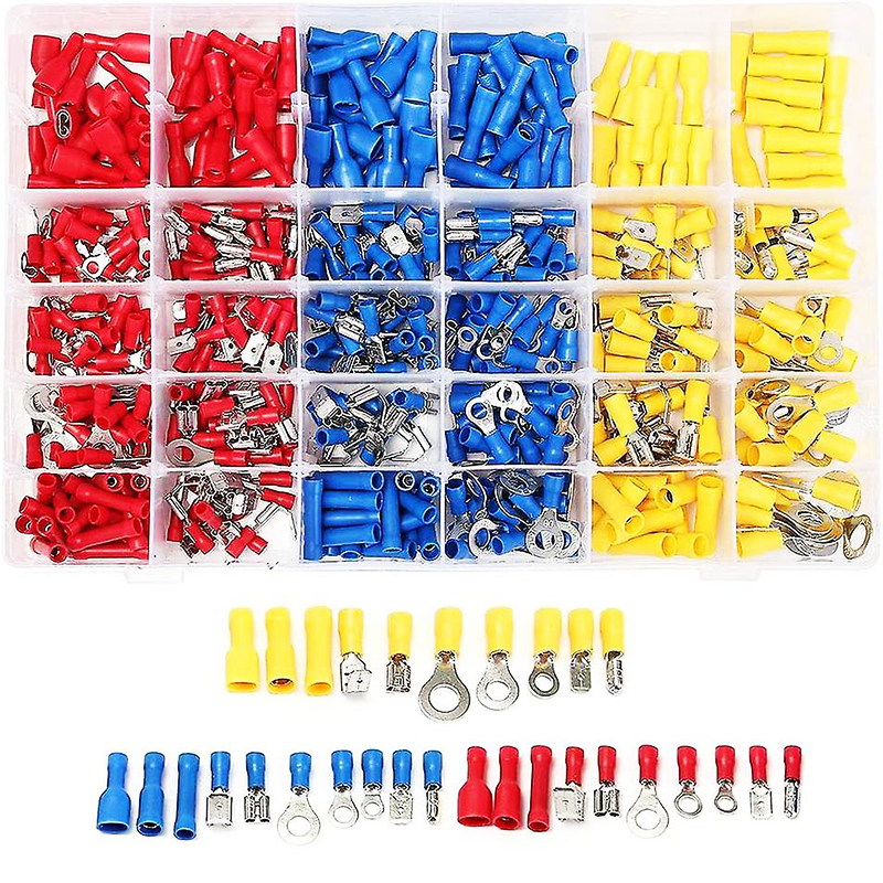 Trusa conectori electrici, 480 piese, 3 culori, cupru/PVC