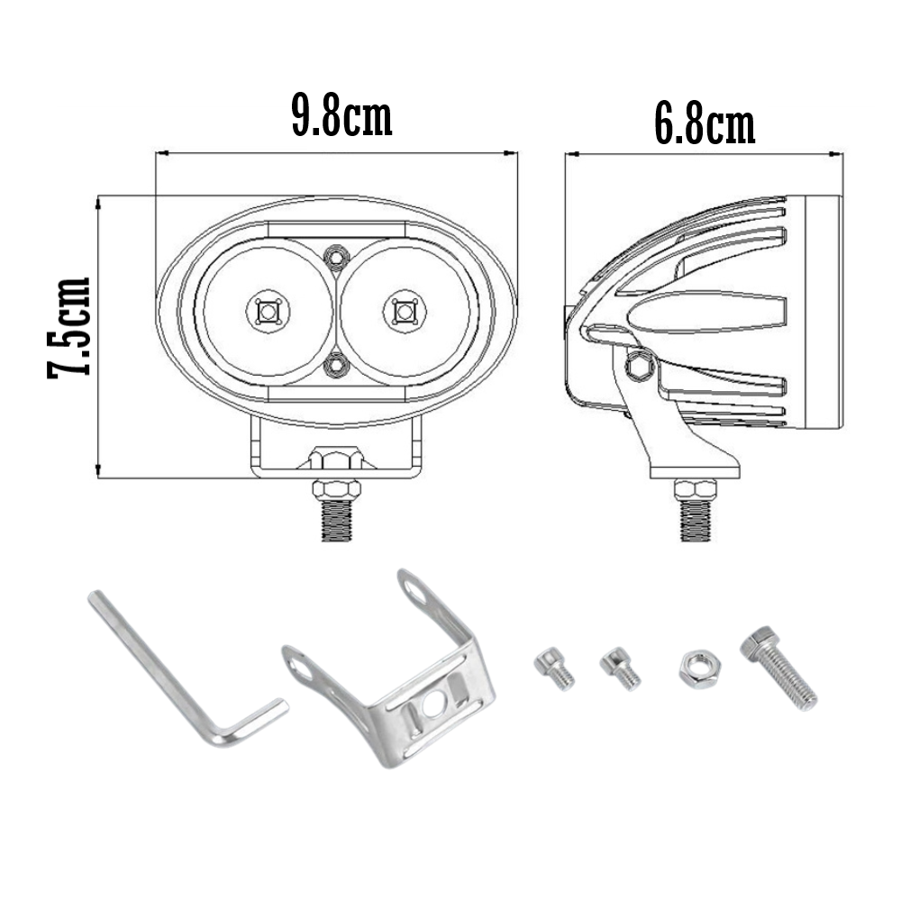 Proiector auto/moto 2LED CREE 20W, lupa 6D, 10/30V, 6000k, 1800lm