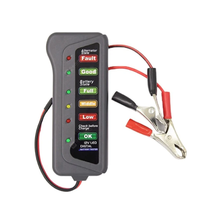 Tester auto pentru baterie, 12V, cu clesti
