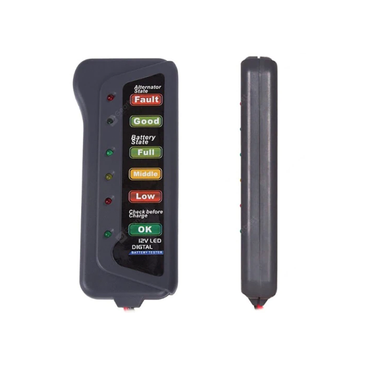 Tester auto pentru baterie, 12V, cu clesti