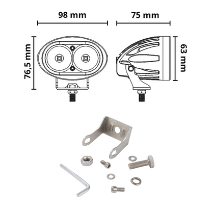 Proiector auto/moto LED CREE, 20W, 10/30V, 1800lm, geam galben