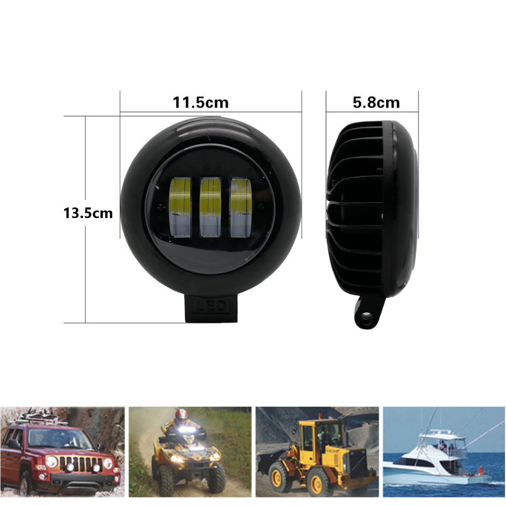 Proiector auto/moto 3LED, 30W, 10/30V, 6000K, lupa, rotund