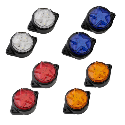 Set 2 x Lampi gabarit rotunde 24V, 11LED, stea, diverse culori