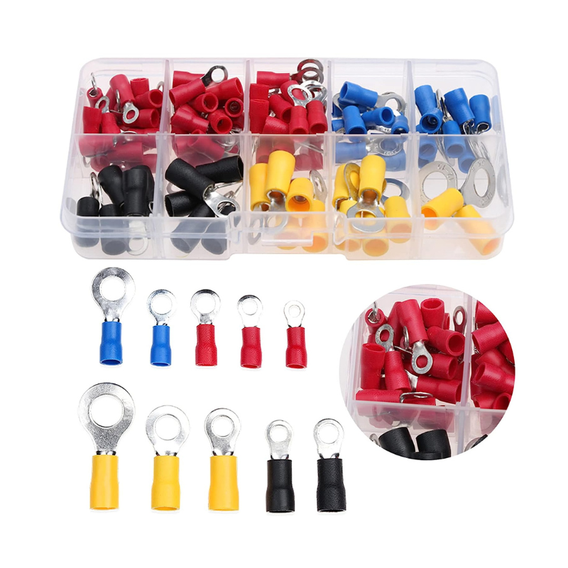 Trusa conectori electrici, 102 piese, 4 culori, cupru/PVC