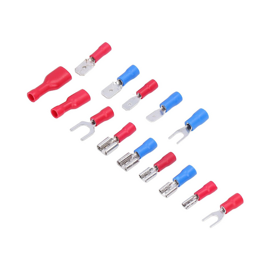 Trusa conectori electrici, 140 piese, rosu si albastru