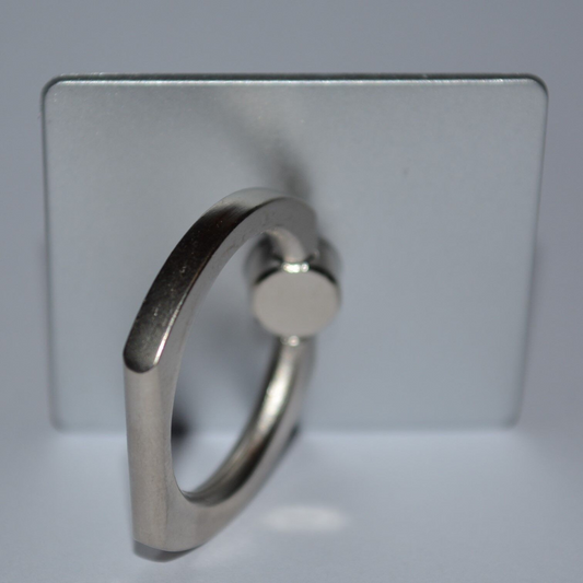 Suport tip inel pentru telefon, metalic, argintiu