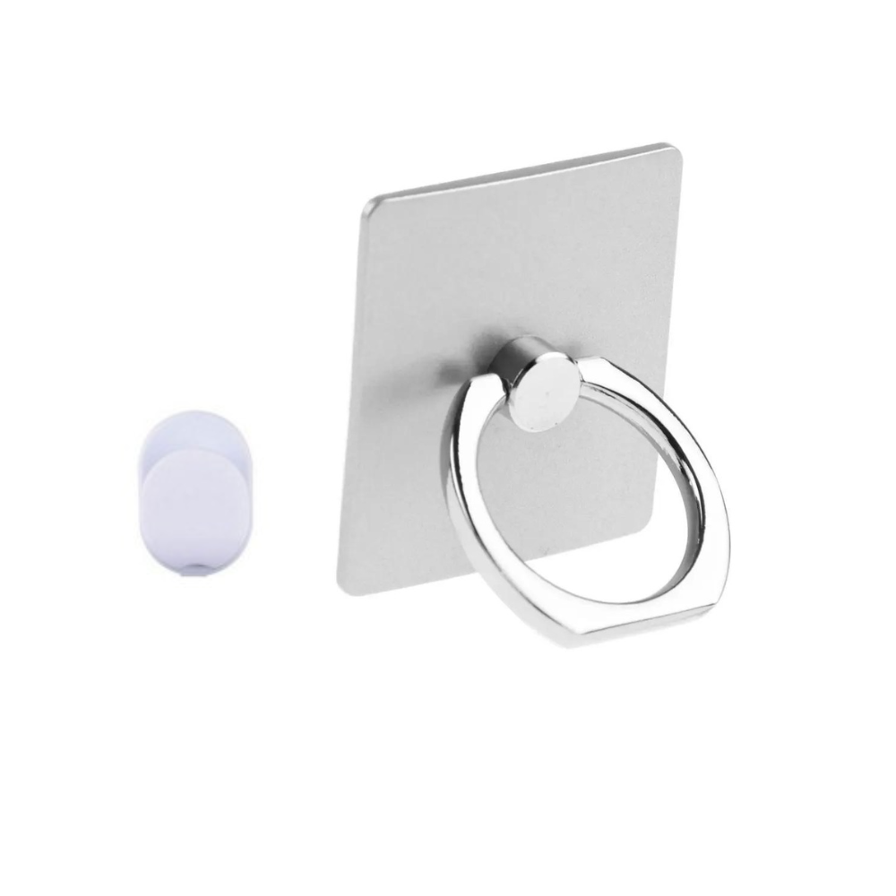 Suport tip inel pentru telefon, metalic, argintiu