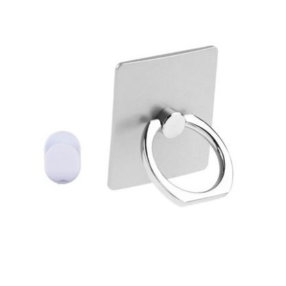 Suport tip inel pentru telefon, metalic, argintiu