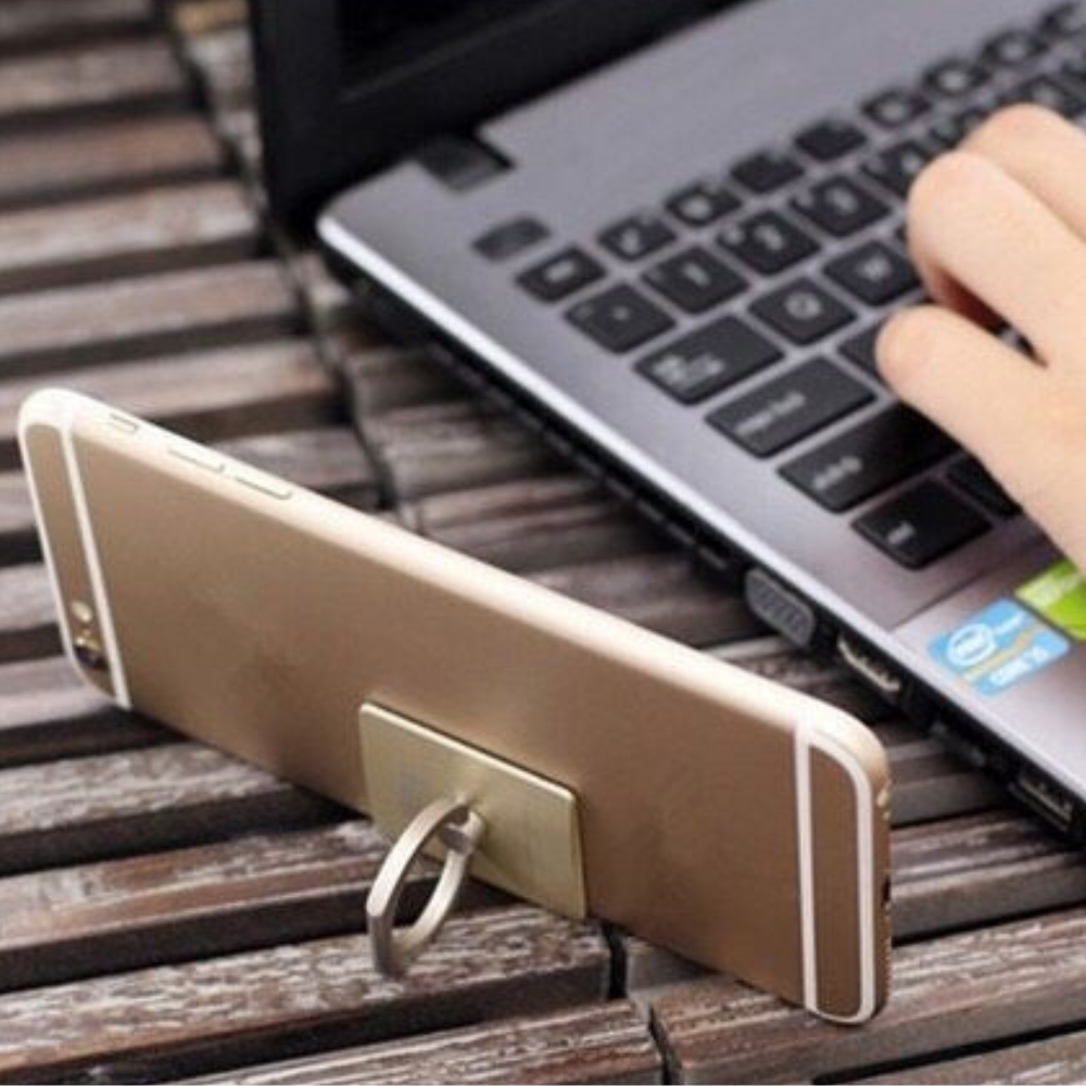 Suport tip inel pentru telefon, metalic, argintiu