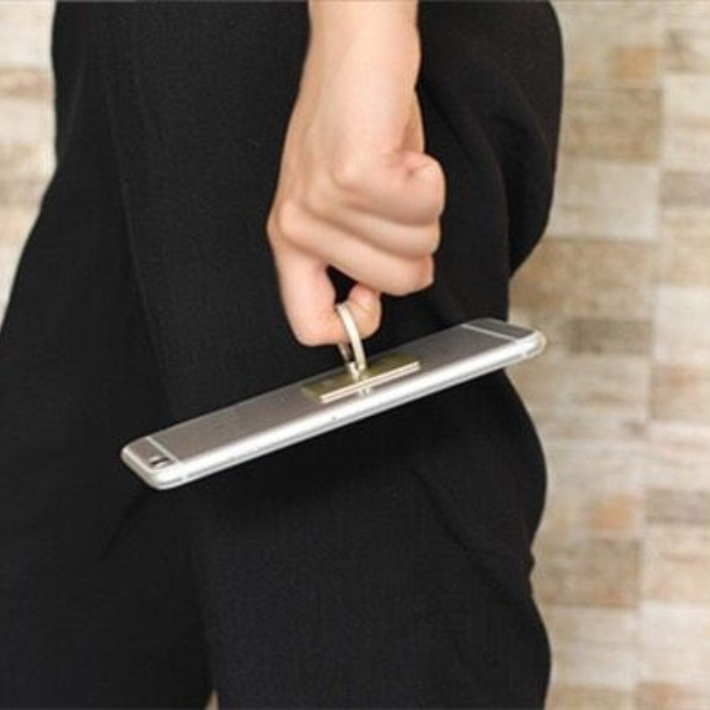 Suport tip inel pentru telefon, metalic, argintiu