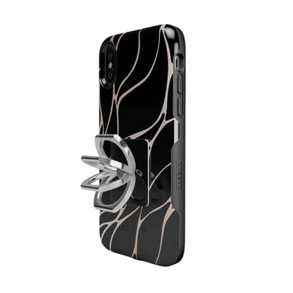 Suport tip inel pentru telefon, metalic, negru