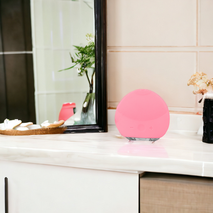 Perie electrica pentru fata din silicon, roz