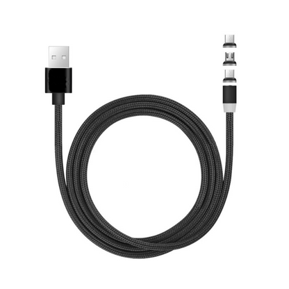 Cablu incarcare magnetic LED, Android, iOS, tip C, negru