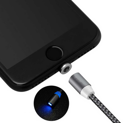 Cablu incarcare magnetic LED, Android, iOS, tip C, negru