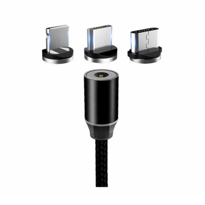 Cablu incarcare magnetic LED, Android, iOS, tip C, negru