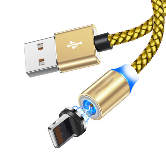 Cablu incarcare magnetic LED, Android, iOS, tip C, auriu