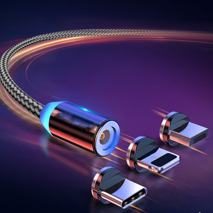 Cablu incarcare magnetic LED, Android, iOS, tip C, auriu