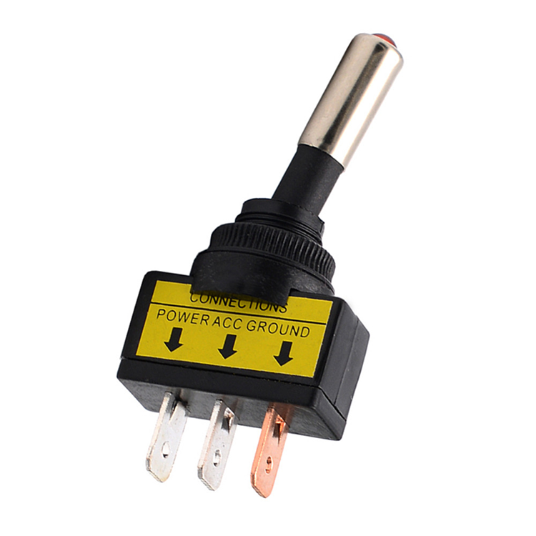 Intrerupator auto, 3 pini, LED rosu, 12V, 20A