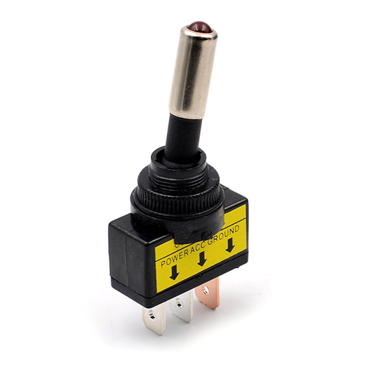 Intrerupator auto, 3 pini, LED rosu, 12V, 20A