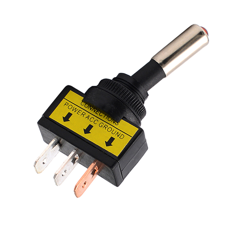 Intrerupator auto, 3 pini, LED rosu, 12V, 20A