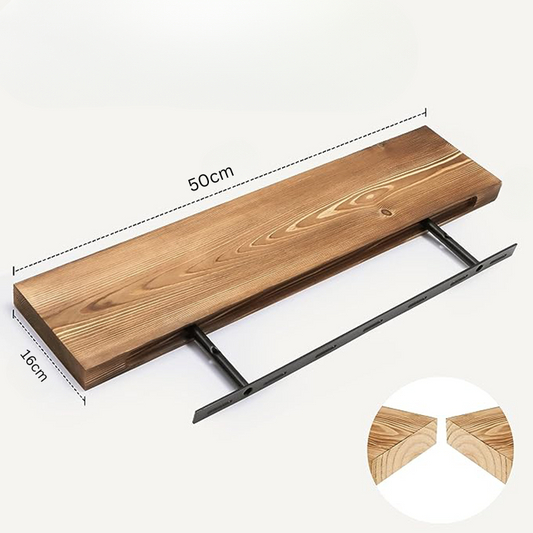 Raft de perete cu suport prindere, lemn, 50cm