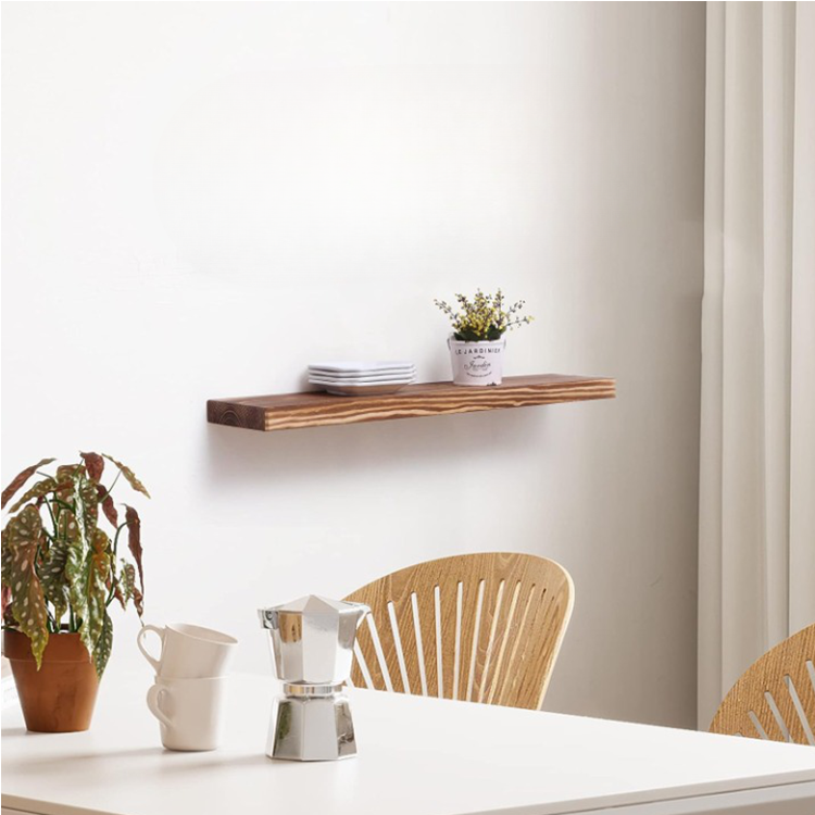 Raft de perete cu suport prindere, lemn, 50cm