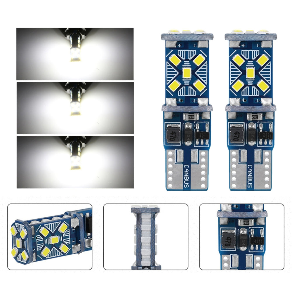 Set 2 x Becuri auto T10 15SMD 5W, canbus, 6000K, 1800lm, 12/24V