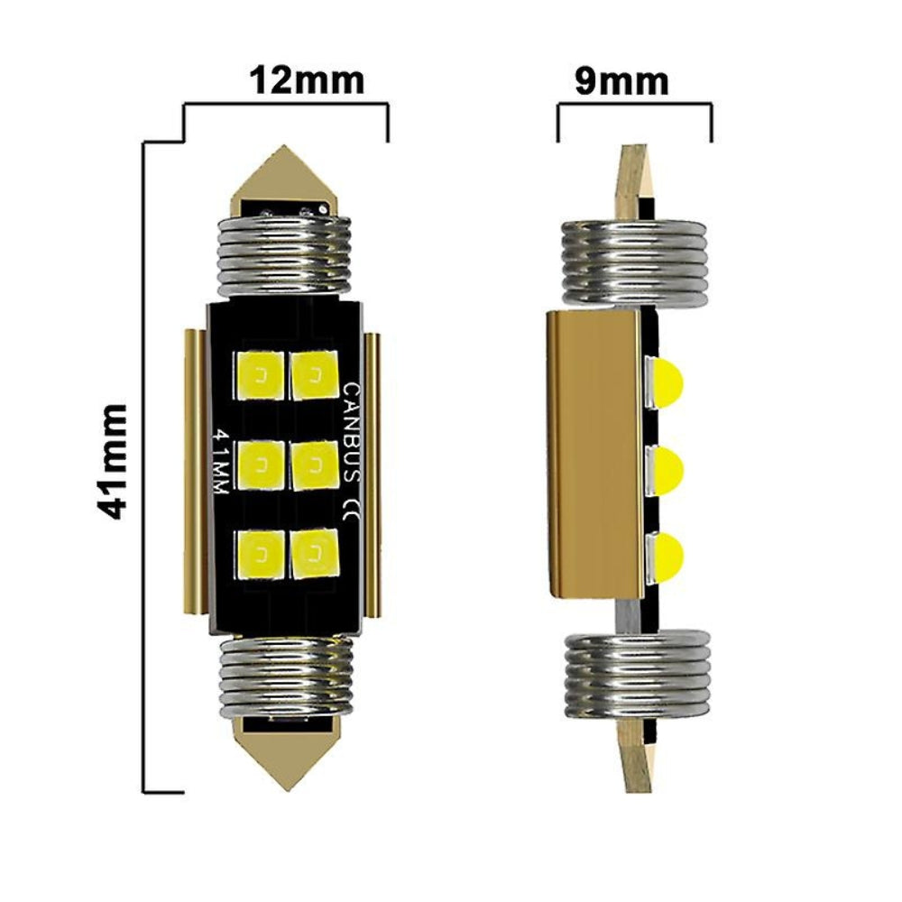 Set 2 becuri auto 6LED SMD C5W, 41mm, canbus, 6000K, 1200lm, 12V