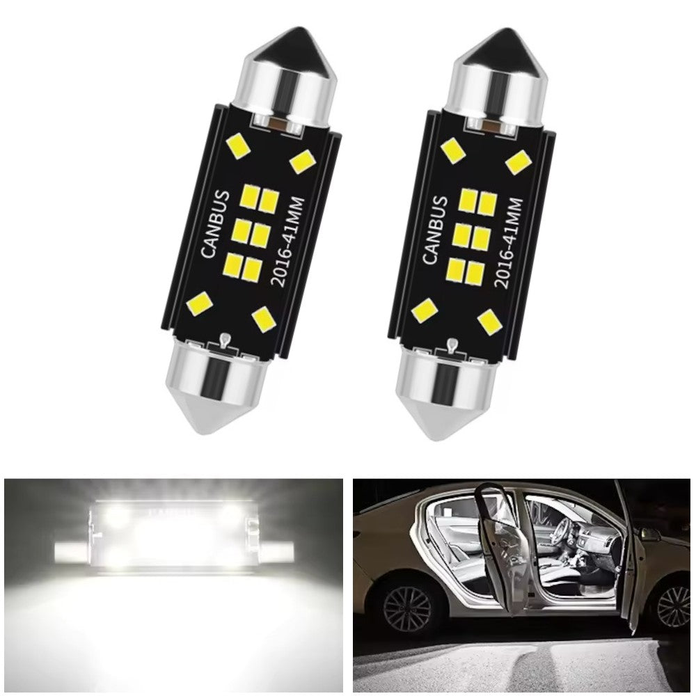 Set 2 becuri auto 10LED T10 C5W, 41mm, canbus, 6000K, 800lm, 12V
