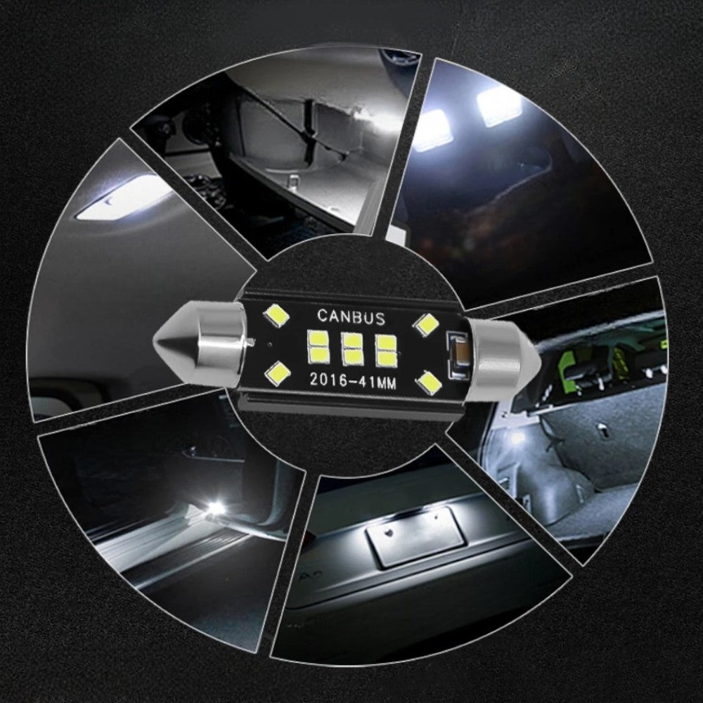 Set 2 becuri auto 10LED T10 C5W, 41mm, canbus, 6000K, 800lm, 12V