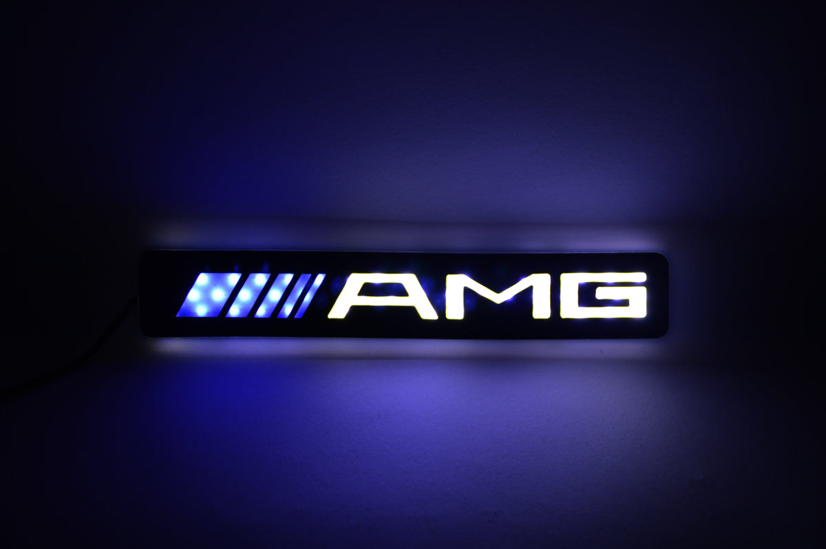 Set 2 x Ornament prag auto cu iluminare LED, Mercedes Benz AMG